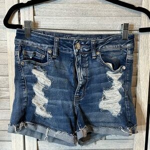 American Eagle Outfitters Blue Cut-Off Jean Shorts